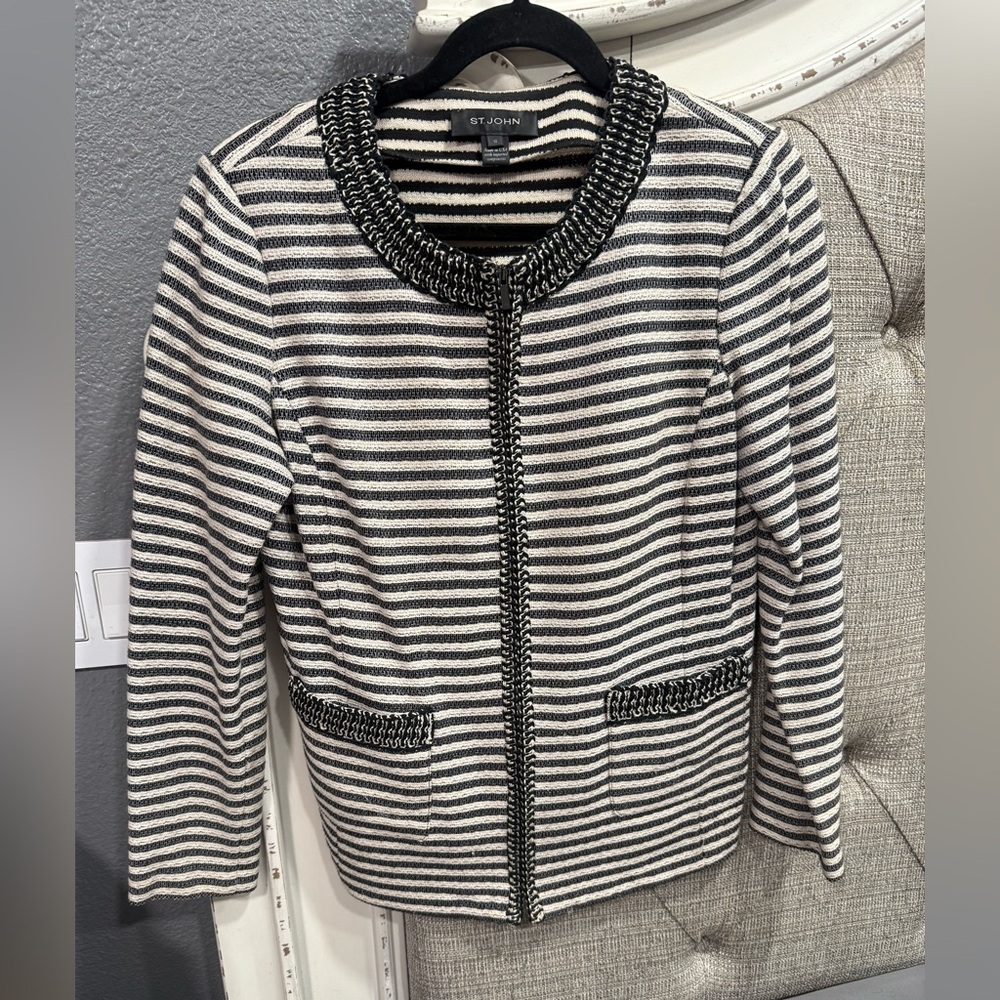 St. John Collection Monochrome Striped Blazer